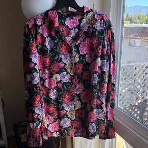 Escada Floral Blouse - Black, Red, Pink, Purple